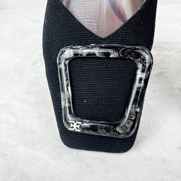 Sam Edelman New York Women's 8.5 Lavina Black Linen Buckle Square Toe Mule Slide - Picture 3 of 11